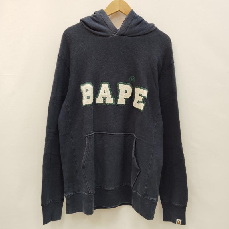 アベイシングエイプ A BATHING APE パーカー 長袖 90s プルオーバー パーカー ロゴ 初期タグ 白タグ M 紺 / ネイビー / navy メンズ USED 古着 中古 50169170