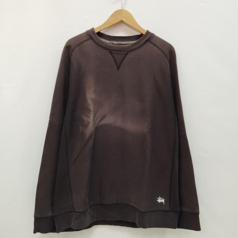 ステューシー STUSSY トレーナー 長袖 90s スウェット ラグラン スリーブ 前Vガゼット付き 鬼フェード XL 茶 / ブラウン / brown メンズ USED 古着 中古 50169171