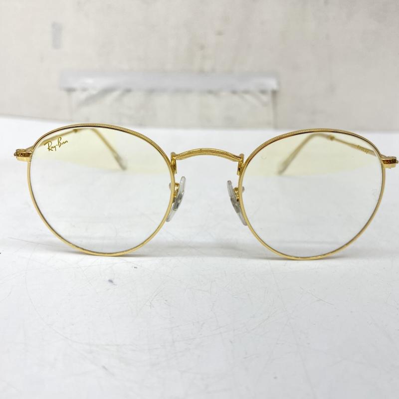 レイバン Ray-Ban めがね・サングラス サングラス RB3447 Round Metal 9196BL 47◻︎21 140 2F クリア 調光 ブルーライトカット 金 / ゴールド / gold color メンズ USED 古着 中古 50169181