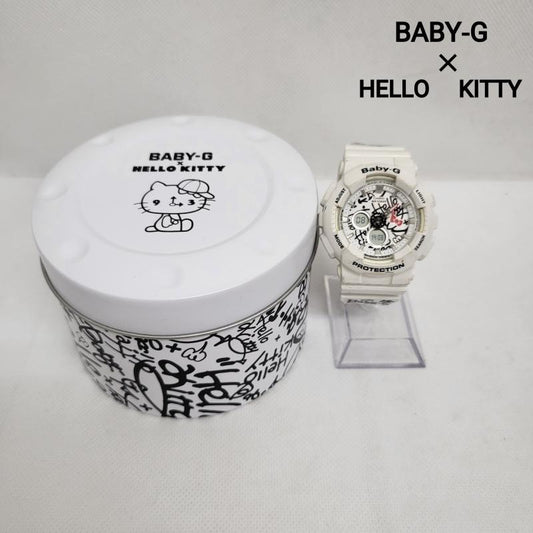 ジーショック G-SHOCK 腕時計 アナログ（クォーツ式） キティーコラボ サンリオ デジアナ BA-120KT-7AJR - キャラクター 白 / ホワイト / white X 黒 / ブラック / black メンズ USED 古着 中古 50169184