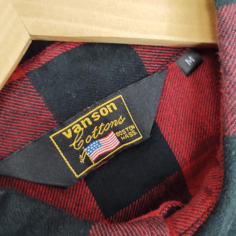 ヴァンソン VANSON シャツ、ブラウス 長袖 長袖 ネルシャツ ブロック チェック柄 スター ロゴ 刺繍 M 赤 / レッド / red X 黒 / ブラック / black メンズ USED 古着 中古 50169185