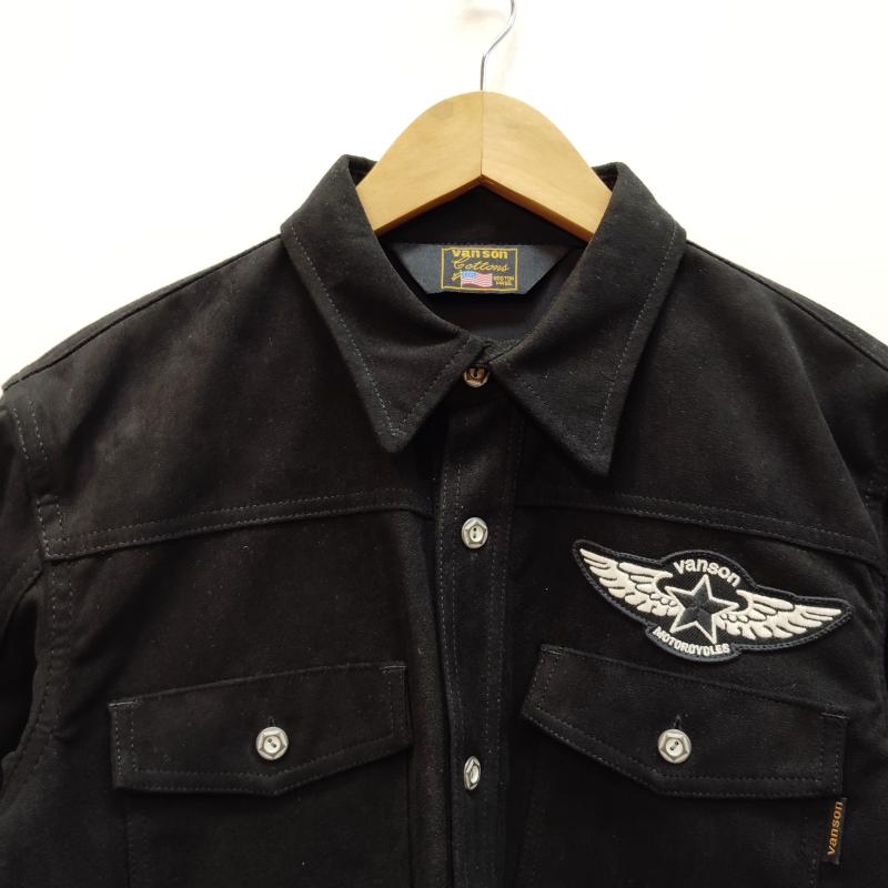 ヴァンソン VANSON シャツ、ブラウス 長袖 長袖 シャツ 起毛 プレーティング イーグル 刺繍 M 黒 / ブラック / black メンズ USED 古着 中古 50169186