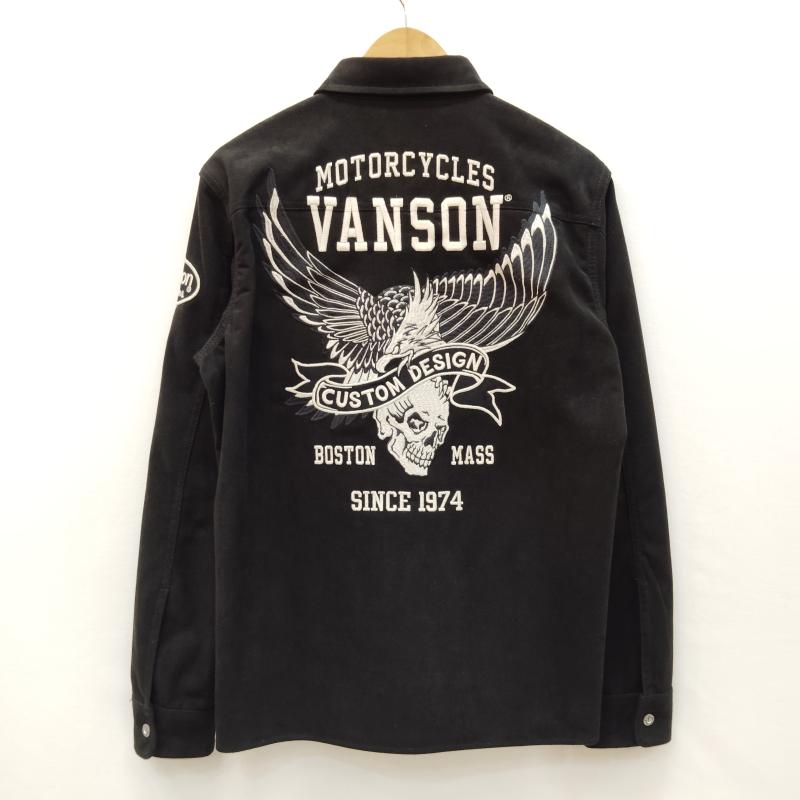ヴァンソン VANSON シャツ、ブラウス 長袖 長袖 シャツ 起毛 プレーティング イーグル 刺繍 M 黒 / ブラック / black メンズ USED 古着 中古 50169186