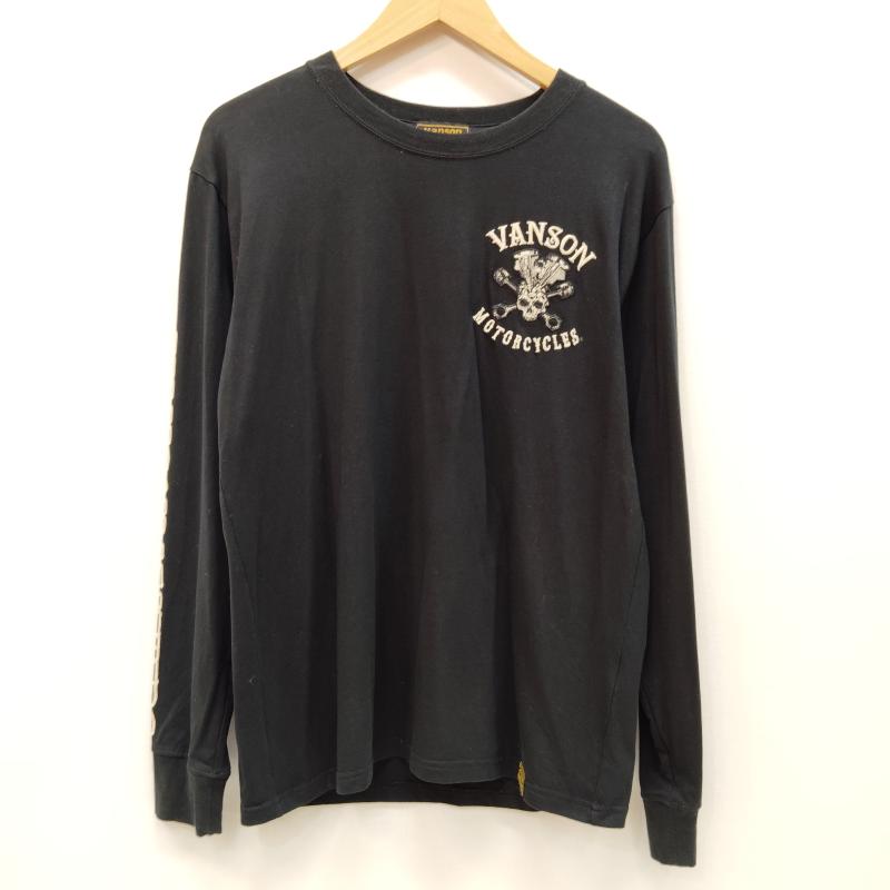ヴァンソン VANSON Tシャツ 長袖 長袖 Tシャツ スカル エンジン モチーフ 袖 ロゴ M 黒 / ブラック / black メンズ USED 古着 中古 50169187