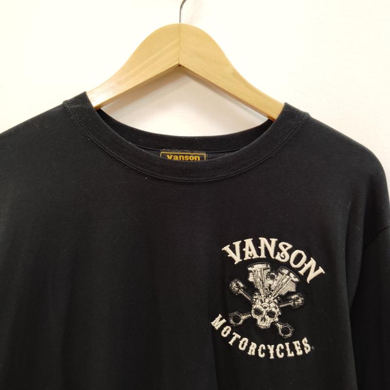ヴァンソン VANSON Tシャツ 長袖 長袖 Tシャツ スカル エンジン モチーフ 袖 ロゴ M 黒 / ブラック / black メンズ USED 古着 中古 50169187