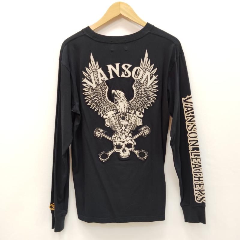 ヴァンソン VANSON Tシャツ 長袖 長袖 Tシャツ スカル エンジン モチーフ 袖 ロゴ M 黒 / ブラック / black メンズ USED 古着 中古 50169187