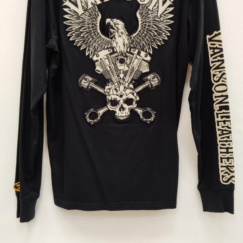 ヴァンソン VANSON Tシャツ 長袖 長袖 Tシャツ スカル エンジン モチーフ 袖 ロゴ M 黒 / ブラック / black メンズ USED 古着 中古 50169187