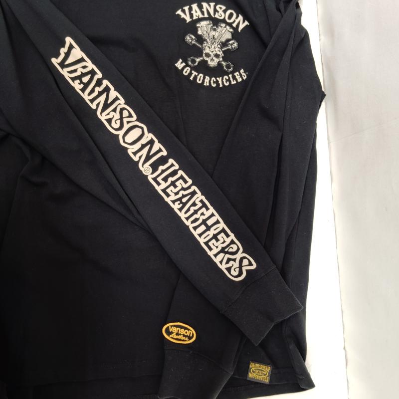 ヴァンソン VANSON Tシャツ 長袖 長袖 Tシャツ スカル エンジン モチーフ 袖 ロゴ M 黒 / ブラック / black メンズ USED 古着 中古 50169187