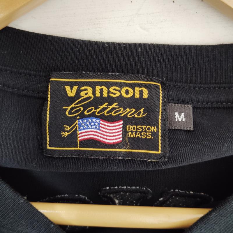 ヴァンソン VANSON Tシャツ 長袖 長袖 Tシャツ スカル エンジン モチーフ 袖 ロゴ M 黒 / ブラック / black メンズ USED 古着 中古 50169187