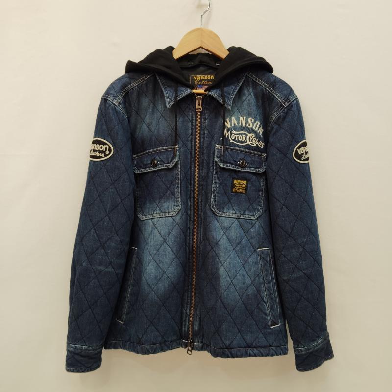 ヴァンソン VANSON ジャケット、上着 ジャケット、ブレザー デニム シャツ ジャケット 中綿 キルティング 加工 脱着式 フード 刺繍 M インディゴ / インディゴ / Indigo メンズ USED 古着 中古 50169190