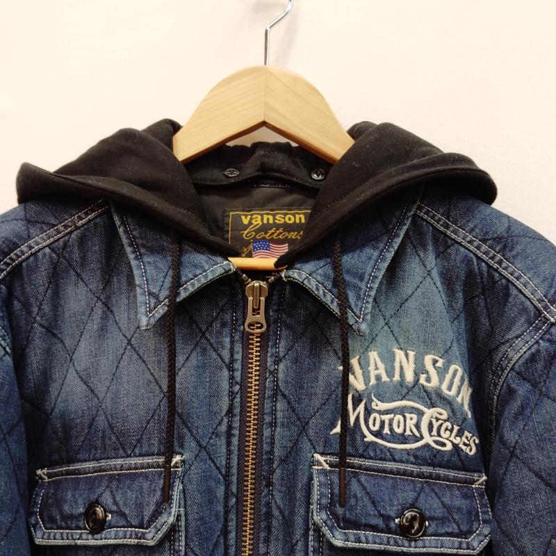 ヴァンソン VANSON ジャケット、上着 ジャケット、ブレザー デニム シャツ ジャケット 中綿 キルティング 加工 脱着式 フード 刺繍 M インディゴ / インディゴ / Indigo メンズ USED 古着 中古 50169190