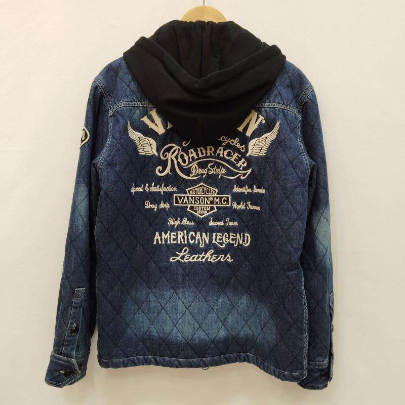 ヴァンソン VANSON ジャケット、上着 ジャケット、ブレザー デニム シャツ ジャケット 中綿 キルティング 加工 脱着式 フード 刺繍 M インディゴ / インディゴ / Indigo メンズ USED 古着 中古 50169190