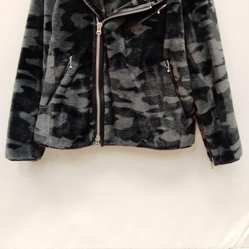 ヴァンソン VANSON ジャケット、上着 ライダース ダブル ライダース ジャケット カモフラージュ 迷彩 フェイクファー ボア M 黒 / ブラック / black X 灰 / グレー / gray メンズ USED 古着 中古 50169192