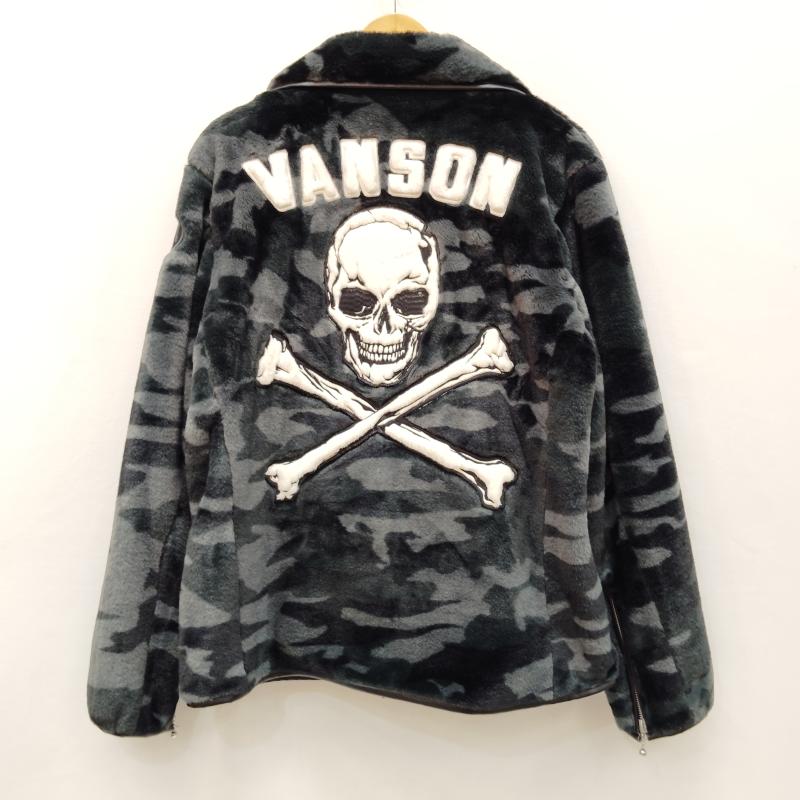 ヴァンソン VANSON ジャケット、上着 ライダース ダブル ライダース ジャケット カモフラージュ 迷彩 フェイクファー ボア M 黒 / ブラック / black X 灰 / グレー / gray メンズ USED 古着 中古 50169192