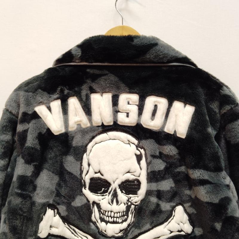 ヴァンソン VANSON ジャケット、上着 ライダース ダブル ライダース ジャケット カモフラージュ 迷彩 フェイクファー ボア M 黒 / ブラック / black X 灰 / グレー / gray メンズ USED 古着 中古 50169192