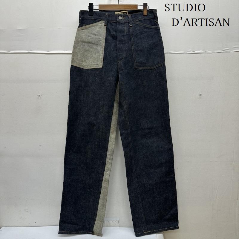 ステュディオ・ダ・ルチザン STUDIO D ARTISAN パンツ デニム、ジーンズ クレイジーパターン ボタンフライ デニム パンツ シンチバック 28インチ インディゴ / インディゴ / Indigo レディース USED 古着 中古 50169202