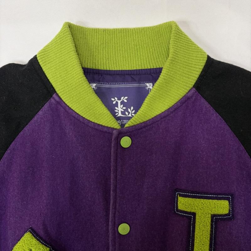 エルアールジー LRG ジャケット、上着 ジャンパー、ブルゾン Lifted Research Group レターマン ジャケット スタジャン L 黒 / ブラック / black X 紫 / パープル / purple メンズ USED 古着 中古 50169205