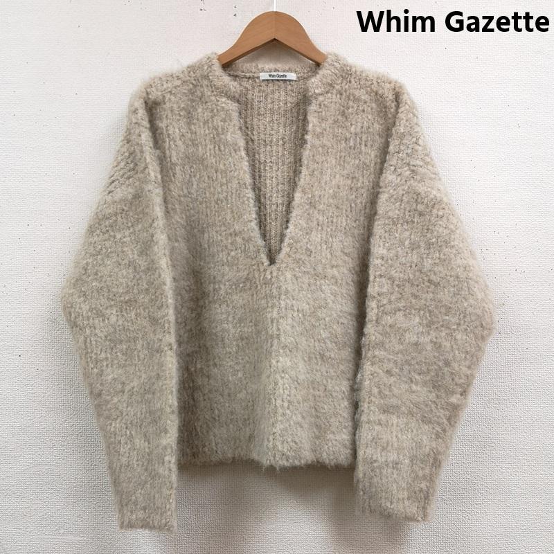 ウィムガゼット Whim Gazette ニット、セーター 長袖 ミックスヤーン Vネック プルオーバー ニット セーター WGZ1042505A0005 FREE 白 / ホワイト / white X ベージュ / ベージュ / beige レディース USED 古着 中古 50169213