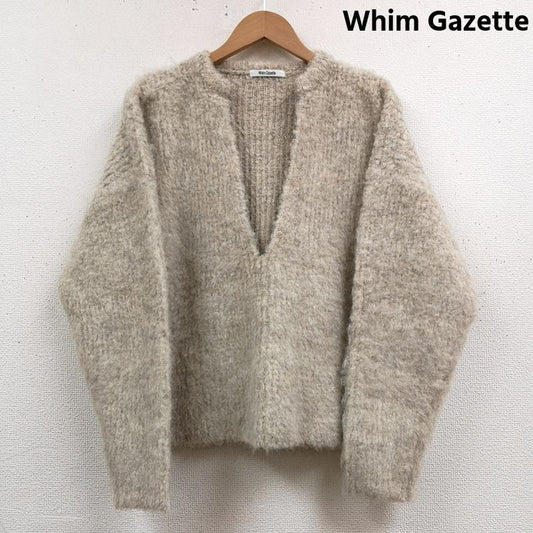 ウィムガゼット Whim Gazette ニット、セーター 長袖 ミックスヤーン Vネック プルオーバー ニット セーター WGZ1042505A0005 FREE 白 / ホワイト / white X ベージュ / ベージュ / beige レディース USED 古着 中古 50169213