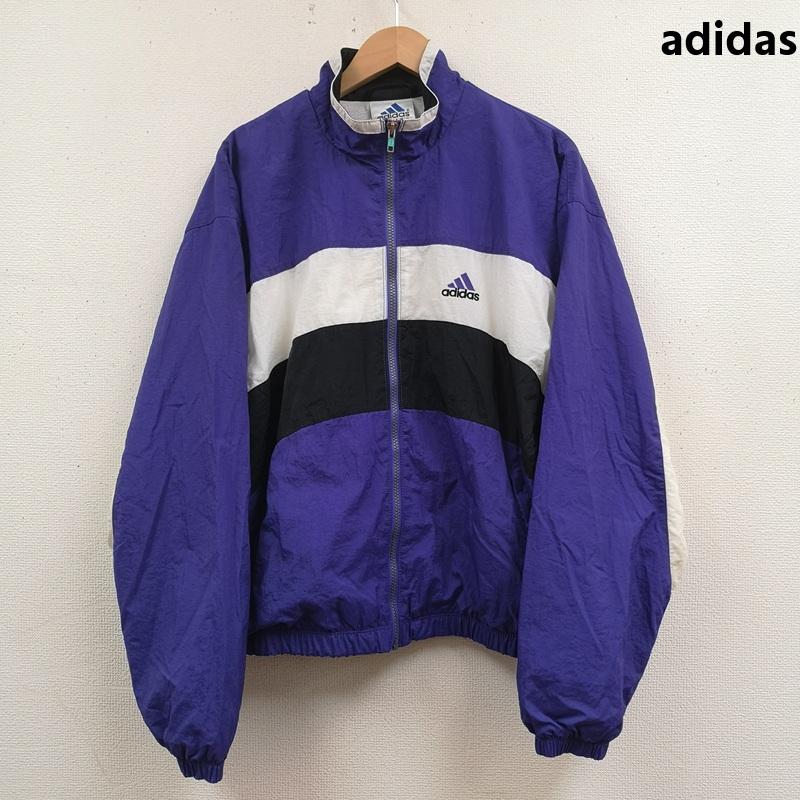 アディダス adidas ジャケット、上着 ジャンパー、ブルゾン 90s 切り替え バック ロゴ ウインドブレーカー ナイロン ジャケット L 白 / ホワイト / white X 紫 / パープル / purple メンズ USED 古着 中古 50169227