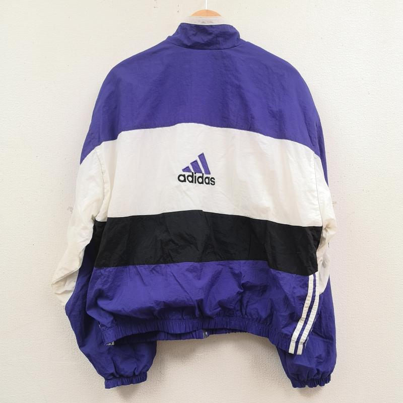 アディダス adidas ジャケット、上着 ジャンパー、ブルゾン 90s 切り替え バック ロゴ ウインドブレーカー ナイロン ジャケット L 白 / ホワイト / white X 紫 / パープル / purple メンズ USED 古着 中古 50169227