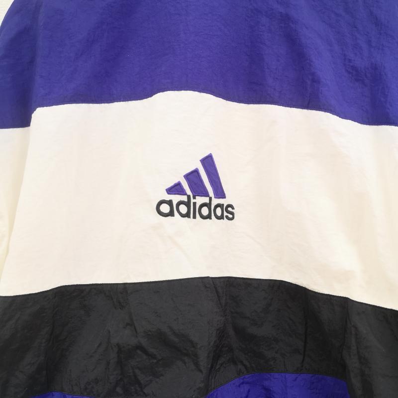 アディダス adidas ジャケット、上着 ジャンパー、ブルゾン 90s 切り替え バック ロゴ ウインドブレーカー ナイロン ジャケット L 白 / ホワイト / white X 紫 / パープル / purple メンズ USED 古着 中古 50169227