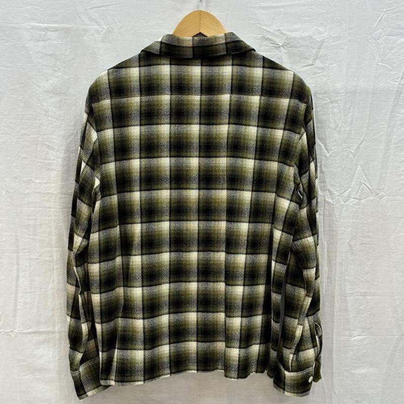 グラッドハンド GLAD HAND シャツ、ブラウス 長袖 OLD CROW レーヨン ウール オンブレ チェック オープンカラー シャツ M メンズ USED 古着 中古 50169245