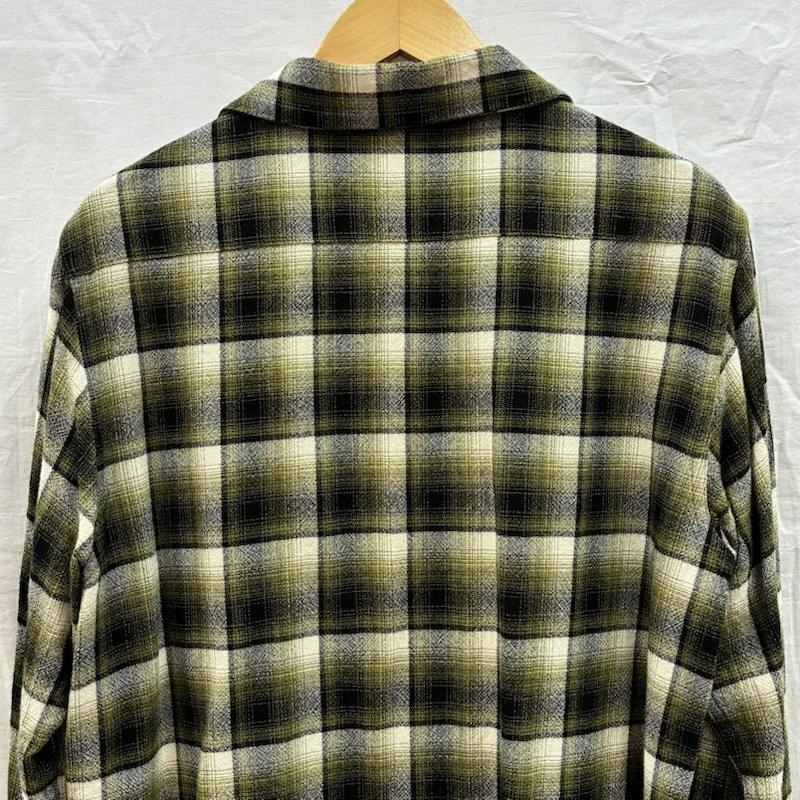 グラッドハンド GLAD HAND シャツ、ブラウス 長袖 OLD CROW レーヨン ウール オンブレ チェック オープンカラー シャツ M メンズ USED 古着 中古 50169245