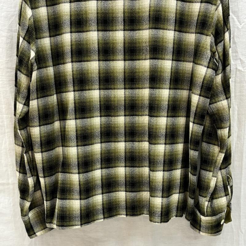 グラッドハンド GLAD HAND シャツ、ブラウス 長袖 OLD CROW レーヨン ウール オンブレ チェック オープンカラー シャツ M メンズ USED 古着 中古 50169245