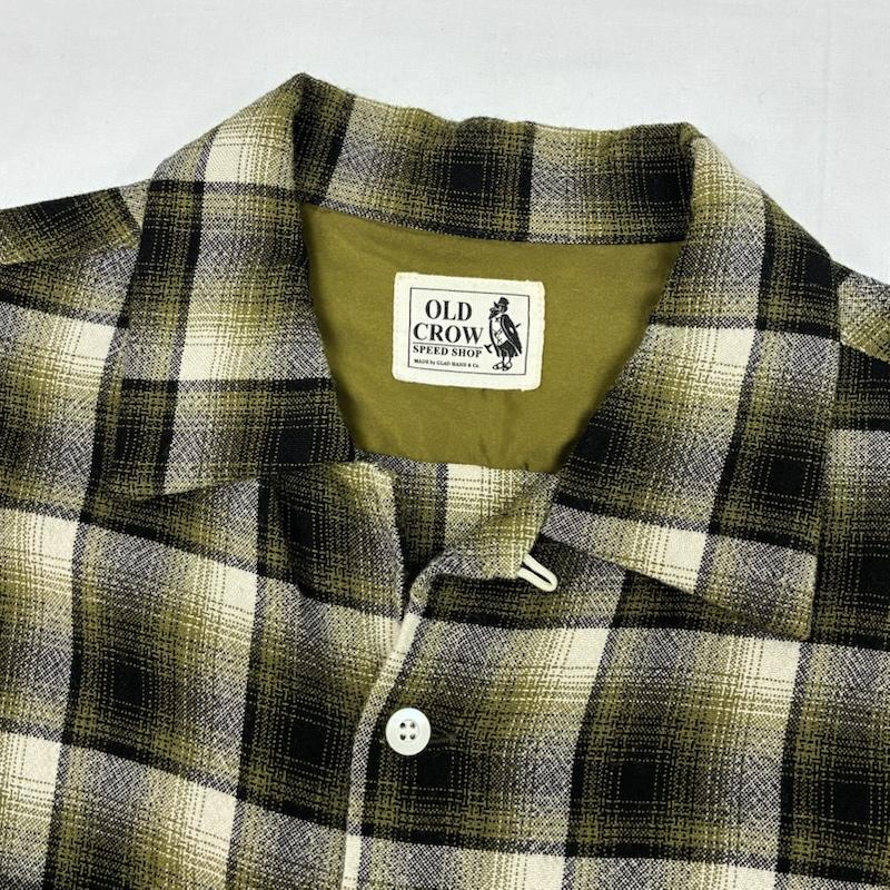 グラッドハンド GLAD HAND シャツ、ブラウス 長袖 OLD CROW レーヨン ウール オンブレ チェック オープンカラー シャツ M メンズ USED 古着 中古 50169245