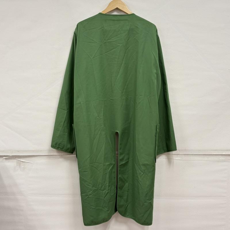 タキャシ TACASI カーディガン 長袖 BEAMS ノーカラー ロング コート カーディガン ベルデッド スリット 48 無地 緑 / グリーン / green メンズ USED 古着 中古 50169250