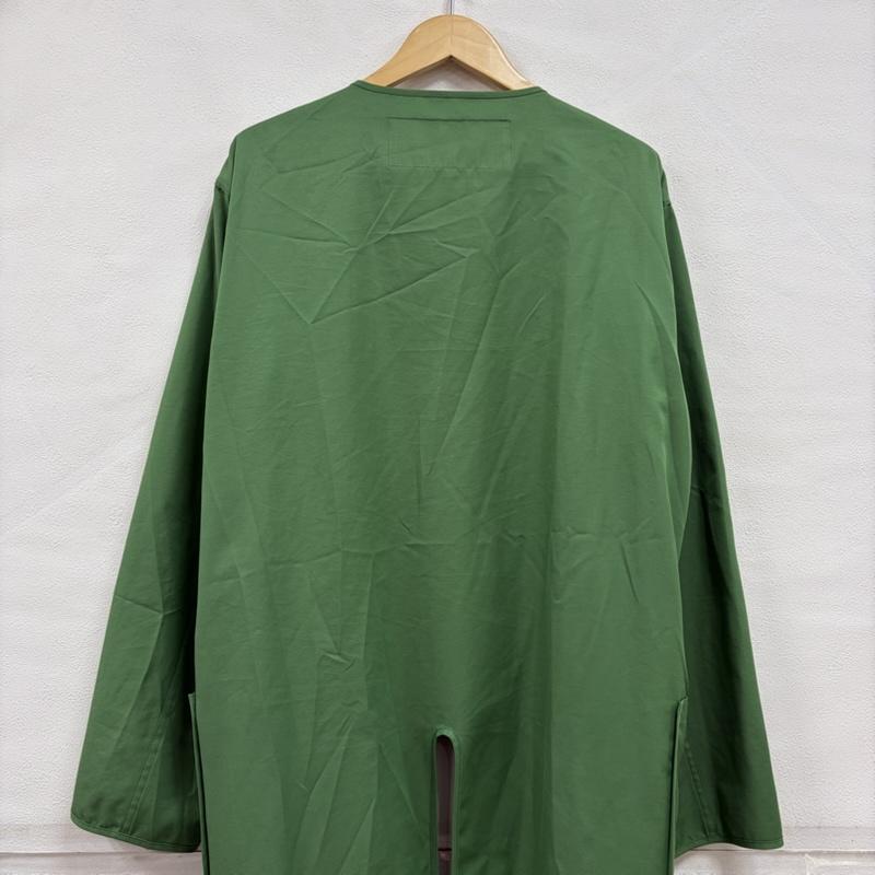 タキャシ TACASI カーディガン 長袖 BEAMS ノーカラー ロング コート カーディガン ベルデッド スリット 48 無地 緑 / グリーン / green メンズ USED 古着 中古 50169250