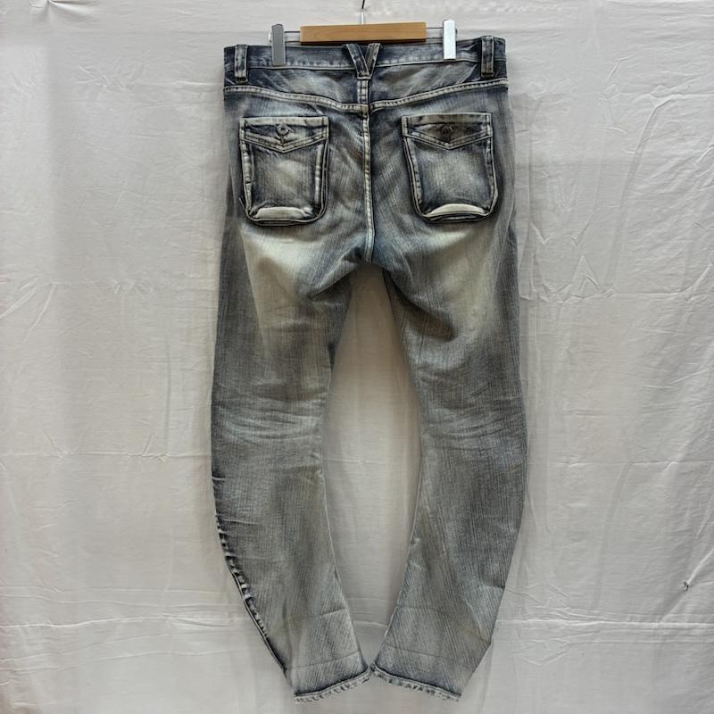 ピーピーエフエム PPFM パンツ デニム、ジーンズ 00s ARCHIVE 平成 Y2K 立体裁断 3D ジップ ギミック ウォッシュド バナナ デニム パンツ 35-09PD45 XL メンズ USED 古着 中古 50169251