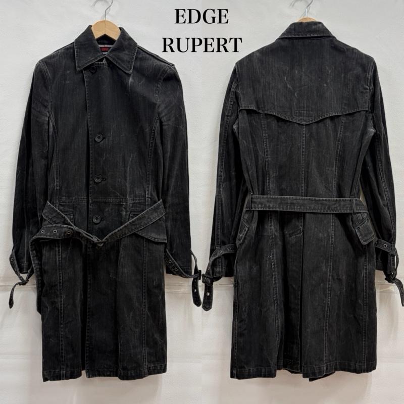 エッジルパート EDGE RUPERT コート トレンチコート ブラックデニム ウエストベルト ロング ジャケット Y2K フェード L ダメージ加工 黒 / ブラック / black メンズ USED 古着 中古 50169254
