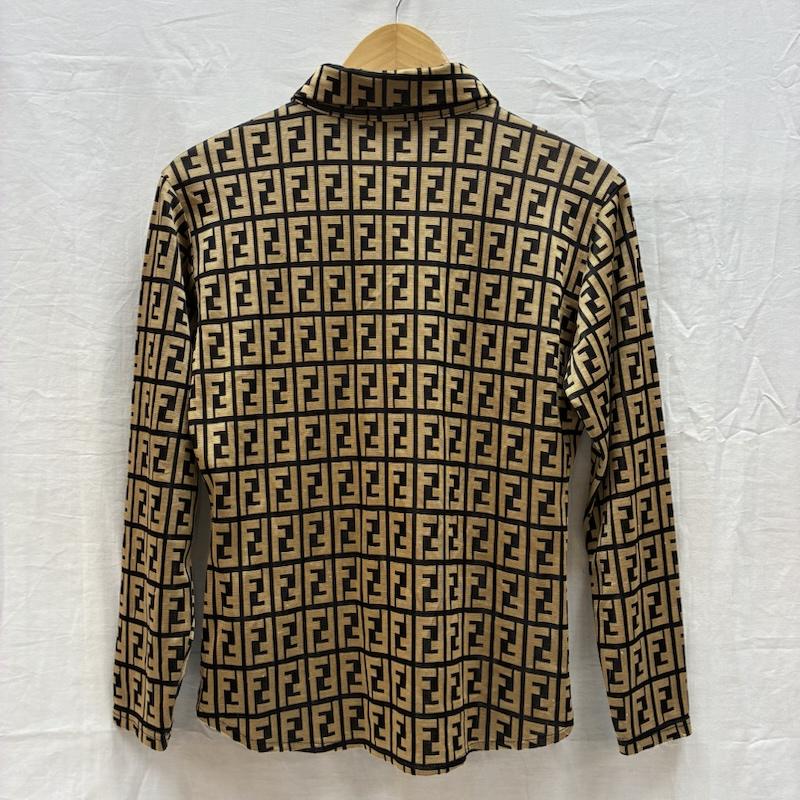 フェンディ FENDI シャツ、ブラウス 長袖 OLD ARCHIVE ズッカ柄 FFロゴ ポリエステル ストレッチ ボタン シャツ ヴィンテージ イタリア製 - レディース USED 古着 中古 50169255