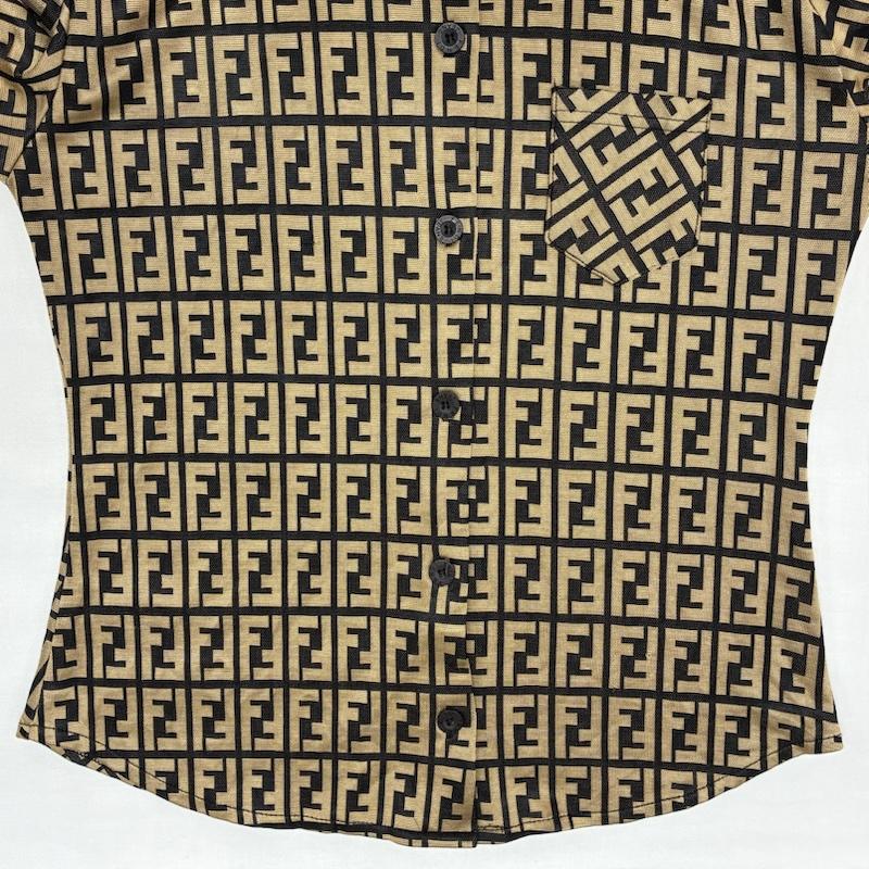フェンディ FENDI シャツ、ブラウス 長袖 OLD ARCHIVE ズッカ柄 FFロゴ ポリエステル ストレッチ ボタン シャツ ヴィンテージ イタリア製 - レディース USED 古着 中古 50169255