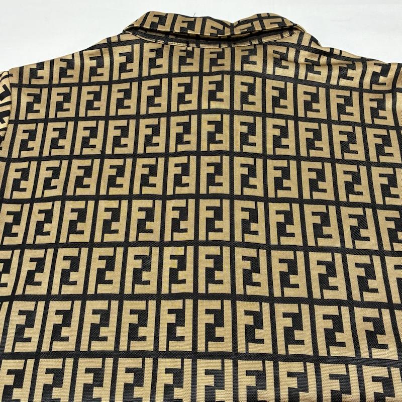 フェンディ FENDI シャツ、ブラウス 長袖 OLD ARCHIVE ズッカ柄 FFロゴ ポリエステル ストレッチ ボタン シャツ ヴィンテージ イタリア製 - レディース USED 古着 中古 50169255