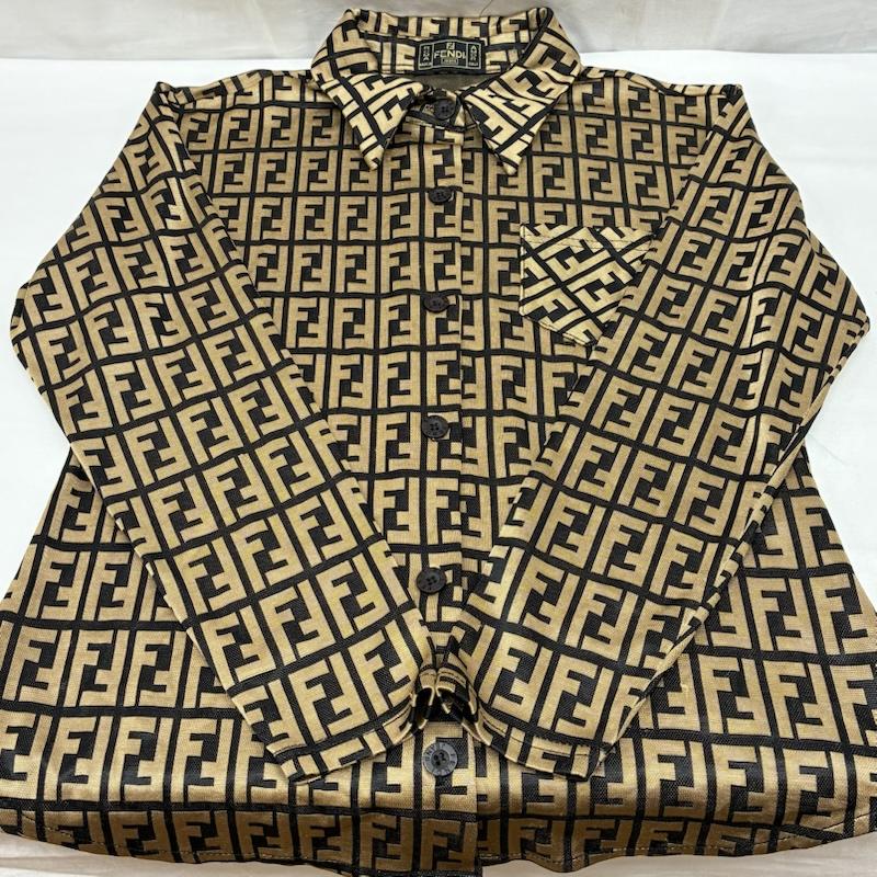 フェンディ FENDI シャツ、ブラウス 長袖 OLD ARCHIVE ズッカ柄 FFロゴ ポリエステル ストレッチ ボタン シャツ ヴィンテージ イタリア製 - レディース USED 古着 中古 50169255