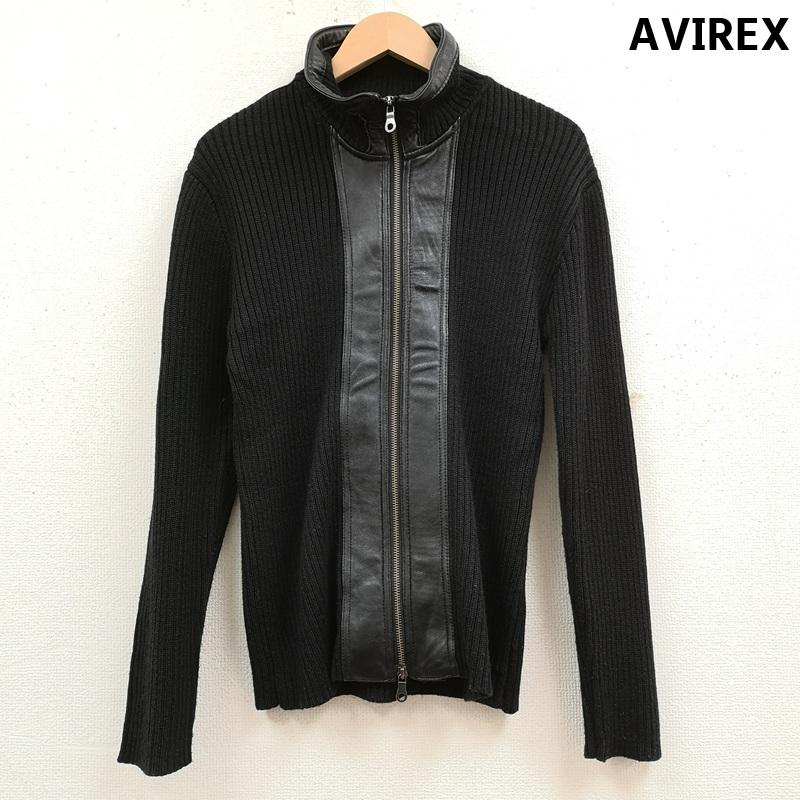 アヴィレックス AVIREX ジャケット、上着 ジャンパー、ブルゾン レザー カスタム リブ セーター ジャケット 6174033 M 黒 / ブラック / black メンズ USED 古着 中古 50169260