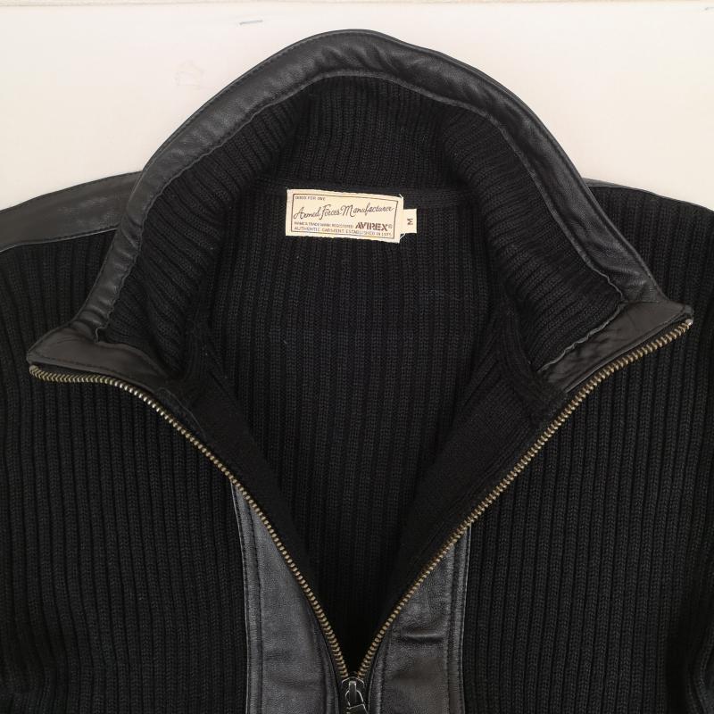 アヴィレックス AVIREX ジャケット、上着 ジャンパー、ブルゾン レザー カスタム リブ セーター ジャケット 6174033 M 黒 / ブラック / black メンズ USED 古着 中古 50169260