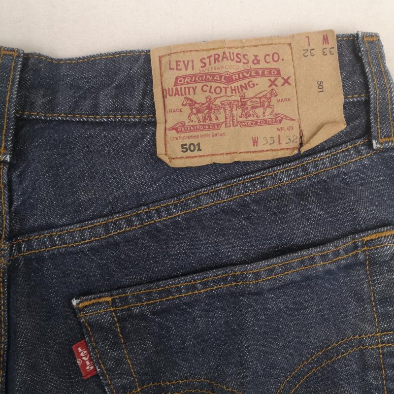リーバイストラウスアンドコー Levi Strauss & co. パンツ デニム、ジーンズ ボタンフライ スモールe レギュラー ストレート デニム パンツ 501 33インチ インディゴ / インディゴ / Indigo メンズ USED 古着 中古 50169268