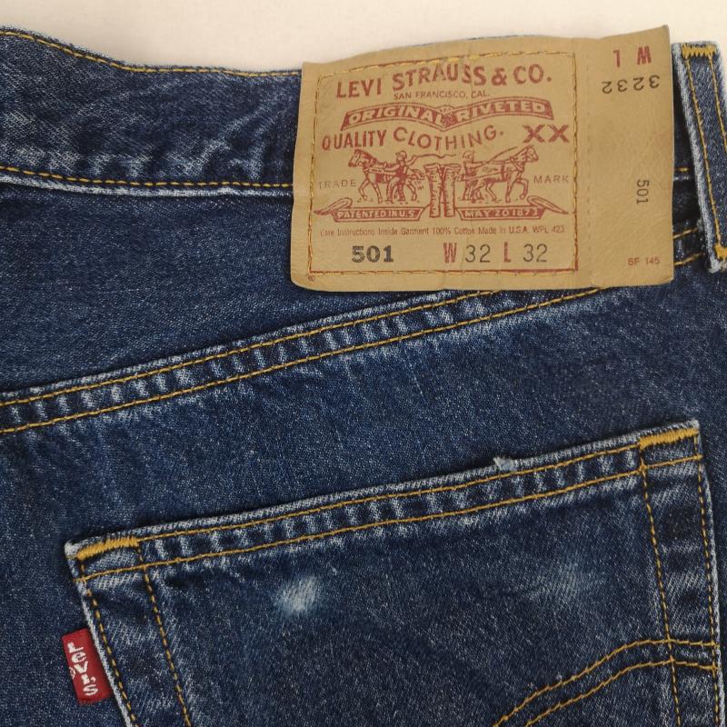 リーバイストラウスアンドコー Levi Strauss & co. パンツ デニム、ジーンズ ボタンフライ スモールe レギュラー ストレート デニム パンツ 501 32インチ インディゴ / インディゴ / Indigo メンズ USED 古着 中古 50169269