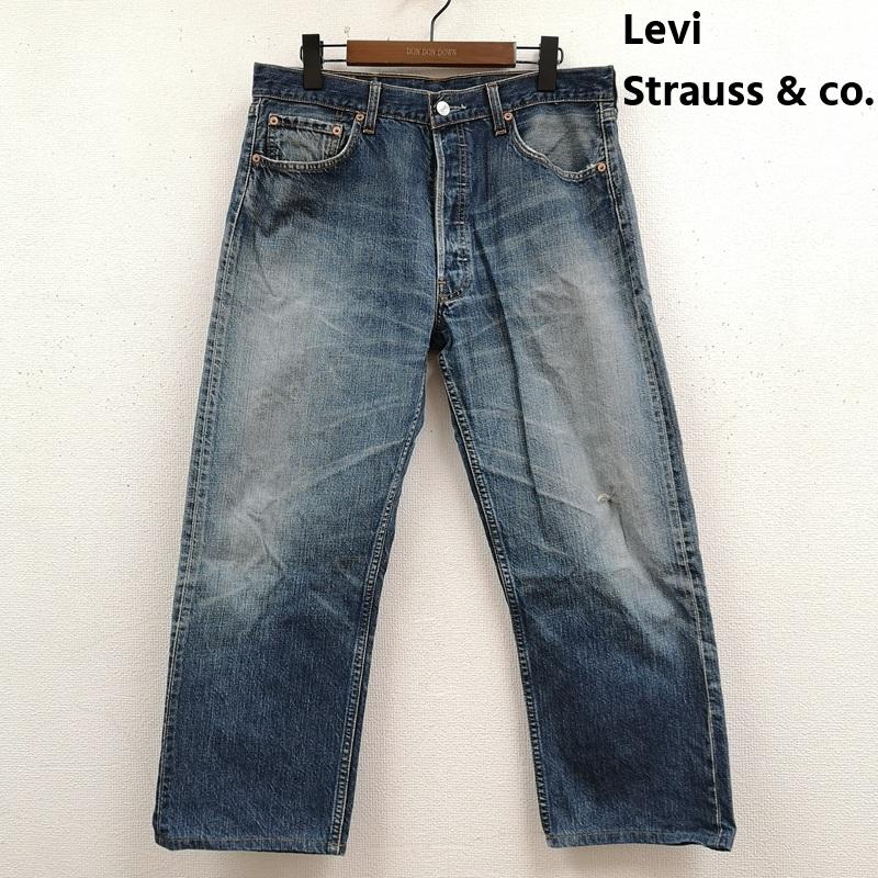 リーバイストラウスアンドコー Levi Strauss & co. パンツ デニム、ジーンズ ボタンフライ スモールe レギュラー ストレート デニム パンツ 501 34インチ インディゴ / インディゴ / Indigo メンズ USED 古着 中古 50169270