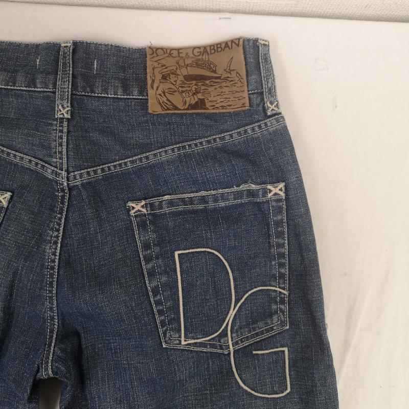 ドルチェアンドガッバーナ DOLCE&GABBANA パンツ デニム、ジーンズ イタリア製 04FW ロゴ 刺繍 レギュラー ストレート デニム パンツ WDP61 806R 46 インディゴ / インディゴ / Indigo メンズ USED 古着 中古 50169271
