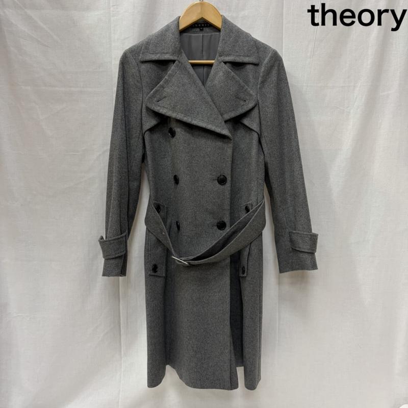 セオリー theory コート トレンチコート 01-2309622 カシミヤ 100％ トレンチコート S 灰 / グレー / gray レディース USED 古着 中古 50169296
