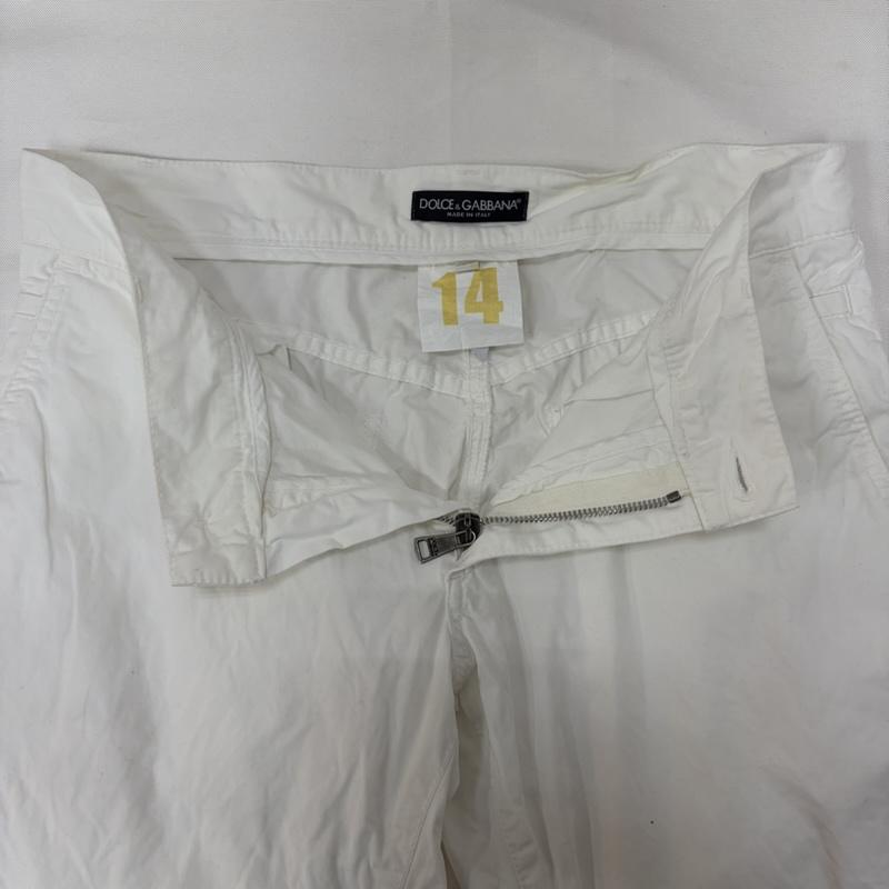 ドルチェアンドガッバーナ DOLCE&GABBANA パンツ ワークパンツ、ペインターパンツ メタル プレート コットン パンツ 44 白 / ホワイト / white メンズ USED 古着 中古 50169301