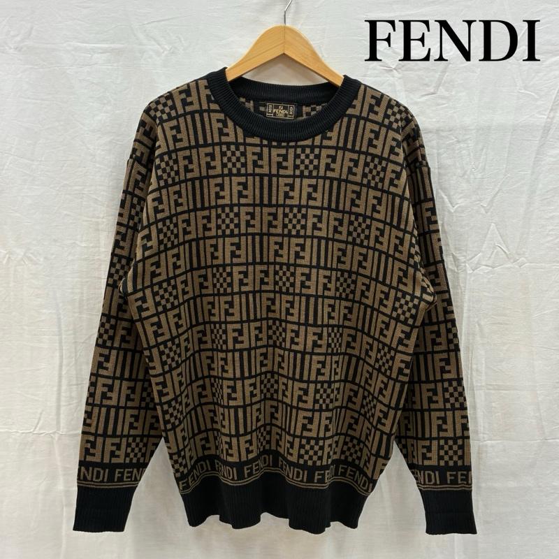 フェンディ FENDI ニット、セーター 長袖 OLD ARCHIVE ズッカ柄 FFロゴ クルーネック ニット セーター ヴィンテージ アーカイブ - レディース USED 古着 中古 50169304