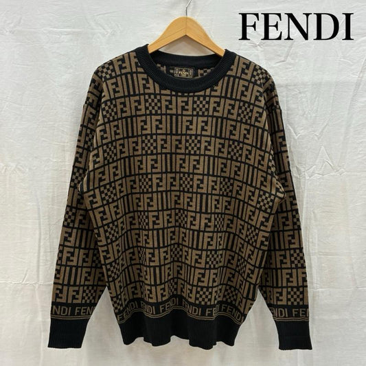 フェンディ FENDI ニット、セーター 長袖 OLD ARCHIVE ズッカ柄 FFロゴ クルーネック ニット セーター ヴィンテージ アーカイブ - レディース USED 古着 中古 50169304
