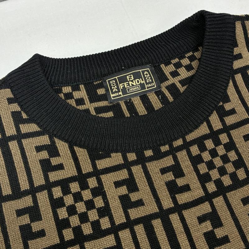 フェンディ FENDI ニット、セーター 長袖 OLD ARCHIVE ズッカ柄 FFロゴ クルーネック ニット セーター ヴィンテージ アーカイブ - レディース USED 古着 中古 50169304