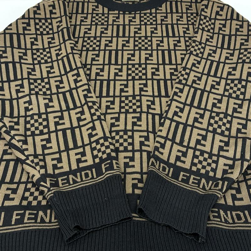 フェンディ FENDI ニット、セーター 長袖 OLD ARCHIVE ズッカ柄 FFロゴ クルーネック ニット セーター ヴィンテージ アーカイブ - レディース USED 古着 中古 50169304